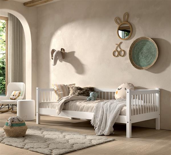 Grote foto forrest beech kajuitbed 90x200 wit beuken vipack antiek en kunst stoelen en banken