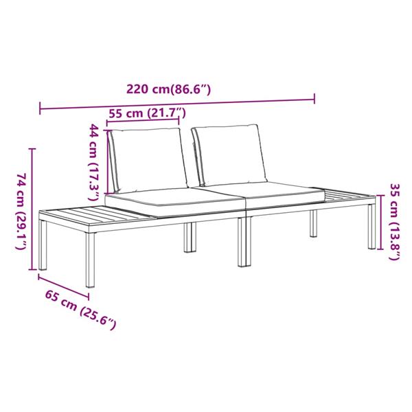 Grote foto vidaxl 2 delige loungeset met kussens aluminium zwart tuin en terras tuinmeubelen
