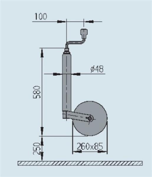Grote foto al ko neuswiel plus lucht stalen velg 260x85mm 48mm caravans en kamperen caravan accessoires