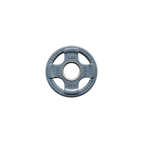 Grote foto body solid gekleurde rubberen olympische halterschijven 50mm 1.25 kg donkergrijs sport en fitness fitness