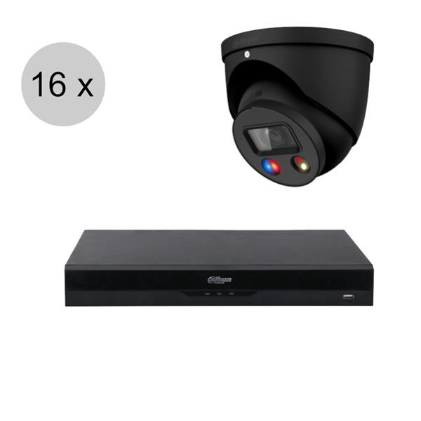 Grote foto dahua 4mp ip cameraset tioc 16 turret dome camera actieve afschrikking 2.8mm 30m ips16 audio tv en foto videobewakingsapparatuur
