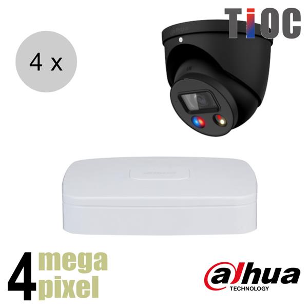 Grote foto dahua 4mp ip cameraset tioc 4 turret dome camera actieve afschrikking 2.8mm 30m ips44d audio tv en foto professionele video apparatuur