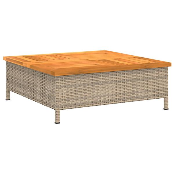 Grote foto vidaxl tuintafel 70x70x25 cm poly rattan en acaciahout beige tuin en terras tuinmeubelen