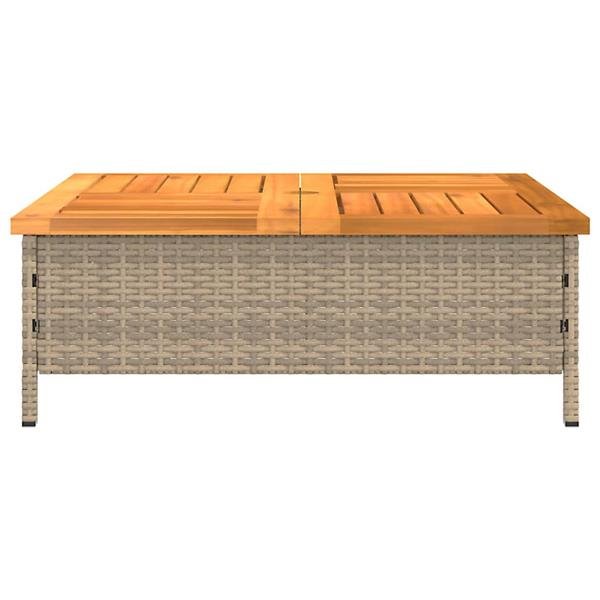 Grote foto vidaxl tuintafel 70x70x25 cm poly rattan en acaciahout beige tuin en terras tuinmeubelen