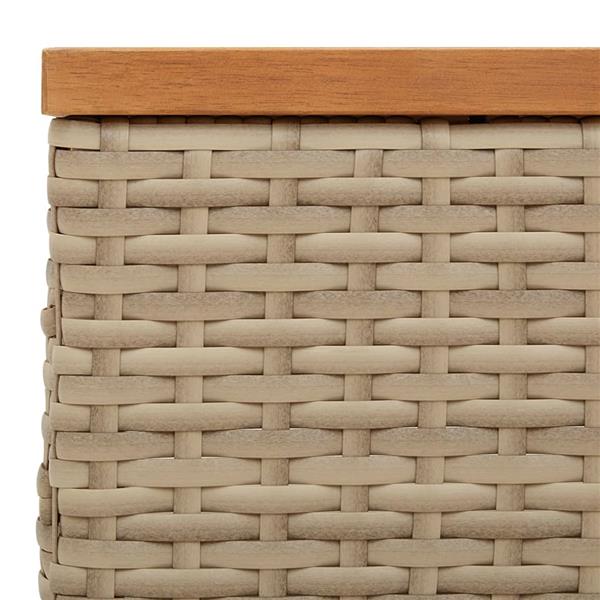 Grote foto vidaxl tuintafel 70x70x25 cm poly rattan en acaciahout beige tuin en terras tuinmeubelen