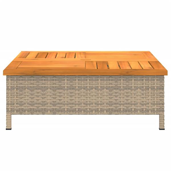 Grote foto vidaxl tuintafel 70x70x25 cm poly rattan en acaciahout beige tuin en terras tuinmeubelen