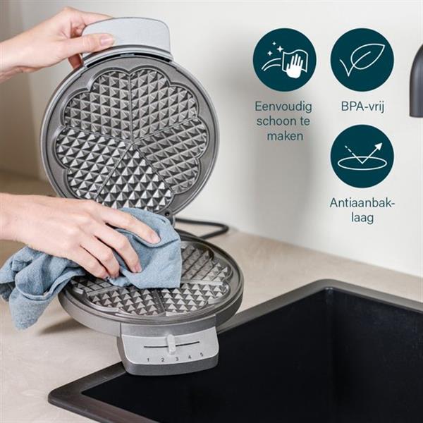 Grote foto princess 132380 wafelijzer 5 hartjeswafels regelbare thermostaat 5 standen anti aanbaklaag huis en inrichting keukenbenodigdheden