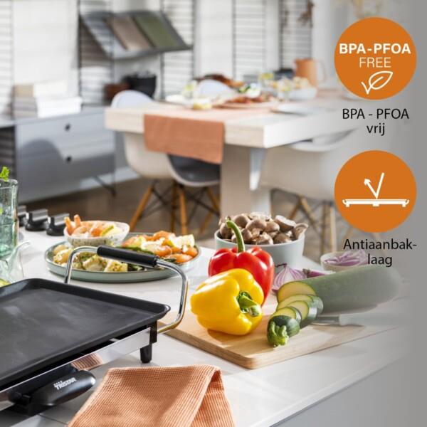 Grote foto tristar bakplaat bp 2965 gourmet bakplaat grillplaat 46 cm voor 4 tot 6 personen met regelba huis en inrichting keukenbenodigdheden