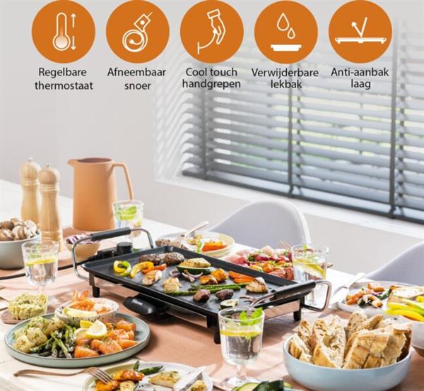Grote foto tristar bakplaat bp 2965 gourmet bakplaat grillplaat 46 cm voor 4 tot 6 personen met regelba huis en inrichting keukenbenodigdheden
