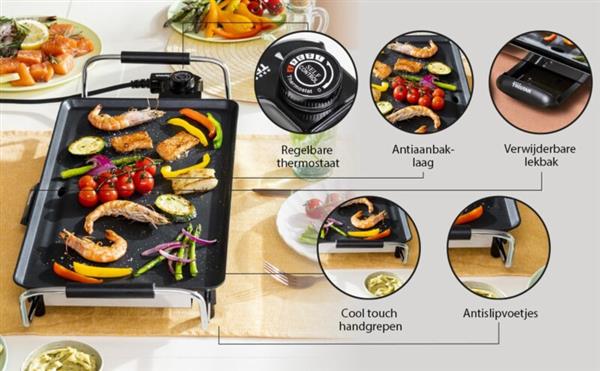 Grote foto tristar bakplaat bp 2965 gourmet bakplaat grillplaat 46 cm voor 4 tot 6 personen met regelba huis en inrichting keukenbenodigdheden