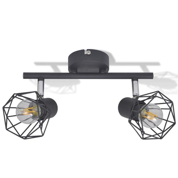 Grote foto vidaxl plafondlamp met 2 led industri le stijl zwart huis en inrichting plafondlampen