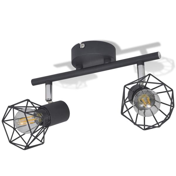 Grote foto vidaxl plafondlamp met 2 led industri le stijl zwart huis en inrichting plafondlampen