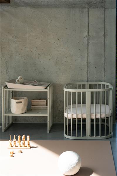 Grote foto multifunctioneel 7 in 1 babybed peuterbed olive incl. matras olive kinderen en baby complete kinderkamers