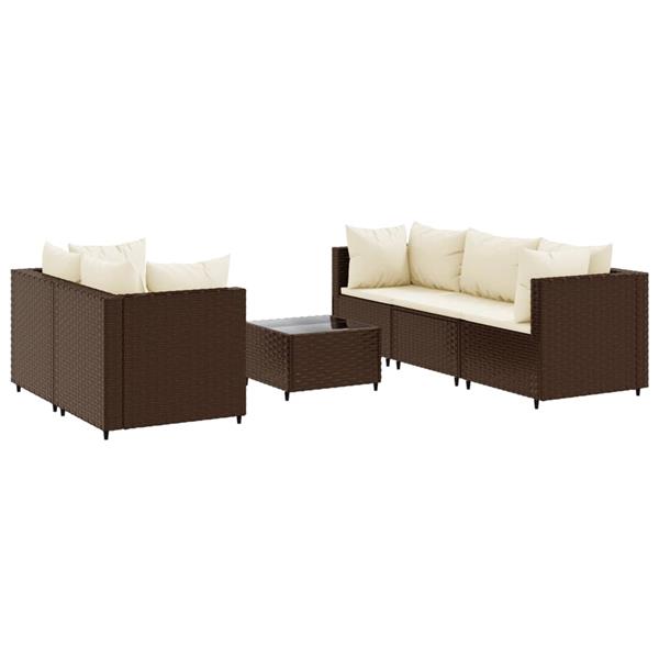 Grote foto vidaxl 6 delige loungeset met kussens poly rattan bruin tuin en terras tuinmeubelen