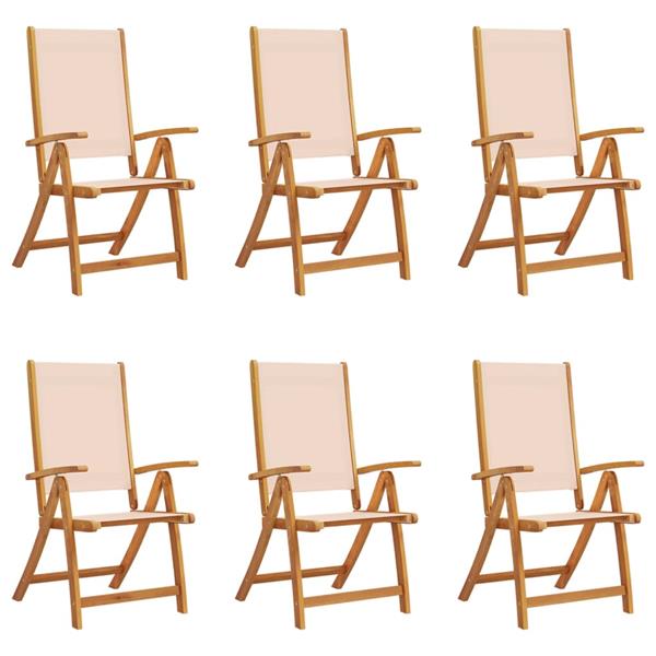 Grote foto vidaxl tuinstoelen inklapbaar 6 st massief acaciahout en textileen tuin en terras tuinmeubelen