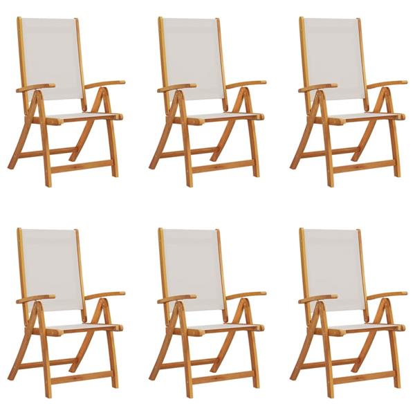 Grote foto vidaxl tuinstoelen inklapbaar 6 st massief acaciahout en textileen tuin en terras tuinmeubelen