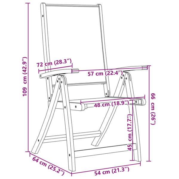 Grote foto vidaxl tuinstoelen inklapbaar 4 st massief acaciahout en textileen tuin en terras tuinmeubelen