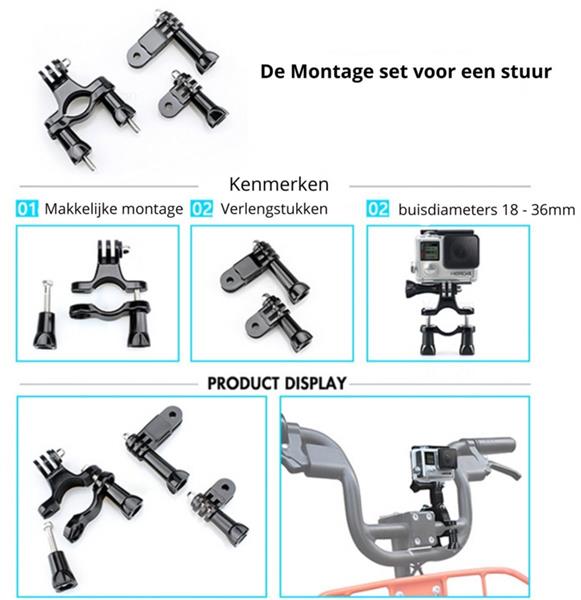 Grote foto 50in1 accessoires kit set gopro go pro hero 9 10 11 12 case huis en inrichting woningdecoratie