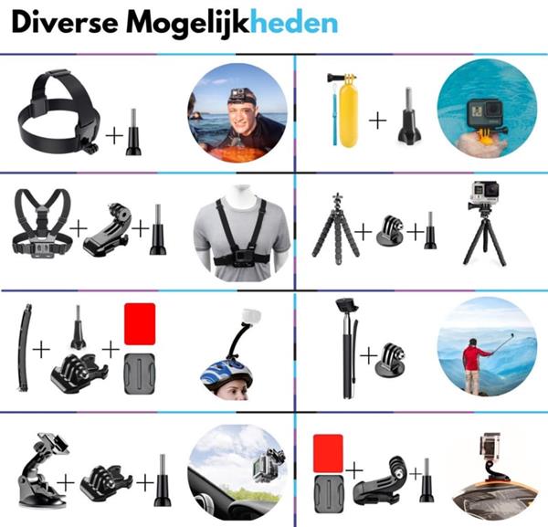 Grote foto 50in1 accessoires kit set gopro go pro hero 9 10 11 12 case huis en inrichting woningdecoratie