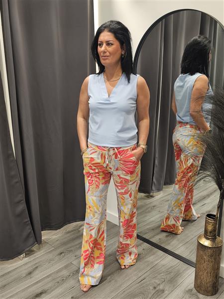 Grote foto travel pantalon print 2089 multi flower kleding dames broeken en pantalons