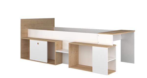 Grote foto gaby kajuitbed met bureau en bergruimte wit eiken trasman antiek en kunst stoelen en banken