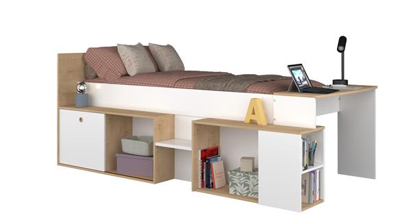Grote foto gaby kajuitbed met bureau en bergruimte wit eiken trasman antiek en kunst stoelen en banken