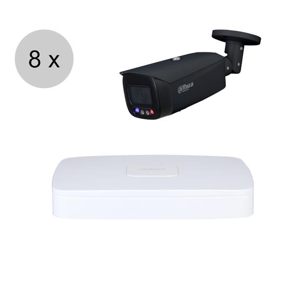 Grote foto dahua 4mp ip cameraset tioc 8 bullet camera actieve afschrikking 2.8mm 30m ips84db4 audio tv en foto videobewakingsapparatuur