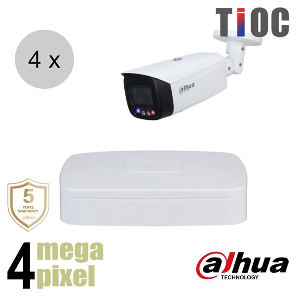 Grote foto dahua 4mp ip cameraset tioc 4 bullet camera actieve afschrikking 2.8mm 30m ips44db3 audio tv en foto videobewakingsapparatuur