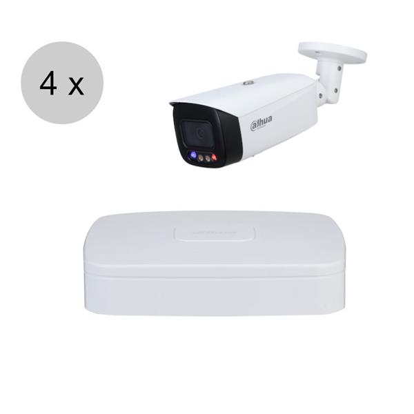Grote foto dahua 4mp ip cameraset tioc 4 bullet camera actieve afschrikking 2.8mm 30m ips44db3 audio tv en foto videobewakingsapparatuur