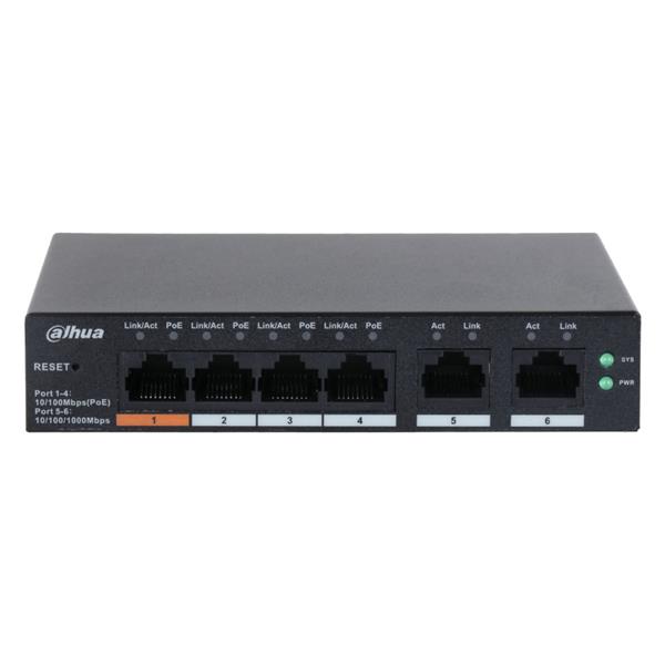 Grote foto dahua poe switch 60w cloud managed 4 poorten 2 uplink tot 100mbps cs4006 4et 60 computers en software netwerkkaarten routers en switches
