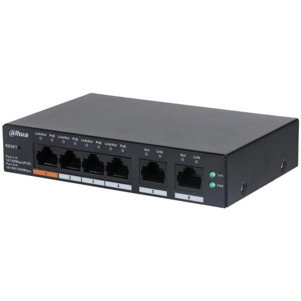 Grote foto dahua poe switch 60w cloud managed 4 poorten 2 uplink tot 100mbps cs4006 4et 60 computers en software netwerkkaarten routers en switches
