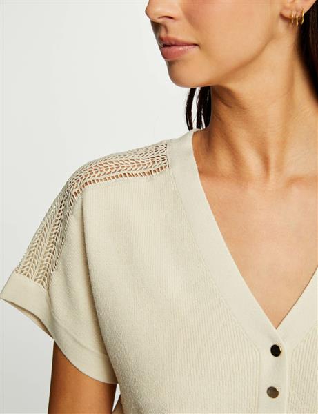 Grote foto jumper v neck short sleeves 242 marge light beige kleding dames t shirts
