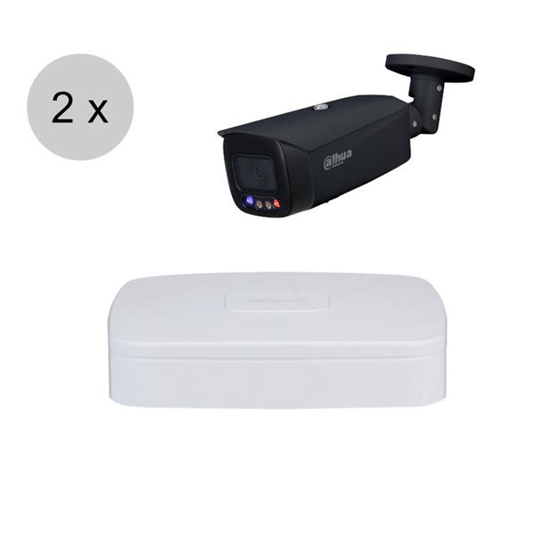Grote foto dahua 4mp ip cameraset tioc 2 bullet camera actieve afschrikking 2.8mm 30m ips24db4 audio tv en foto professionele video apparatuur