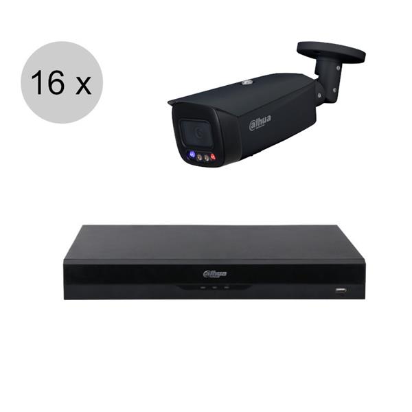 Grote foto dahua 4mp ip cameraset tioc 16 bullet camera actieve afschrikking 2.8mm 30m ips164db4 audio tv en foto videobewakingsapparatuur