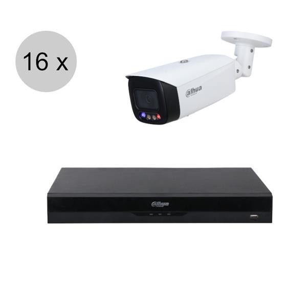 Grote foto dahua 4mp ip cameraset tioc 16 bullet camera actieve afschrikking 2.8mm 30m ips164db3 audio tv en foto videobewakingsapparatuur