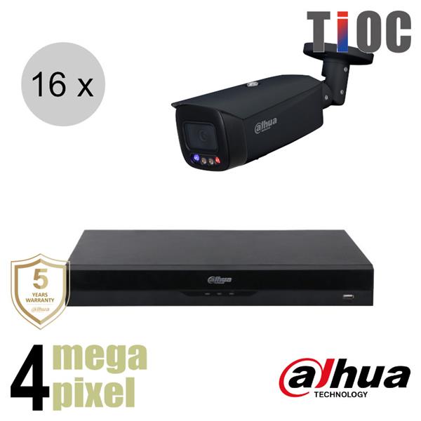 Grote foto dahua 4mp ip cameraset tioc 16 bullet camera actieve afschrikking 2.8mm 30m ips164db4 audio tv en foto professionele video apparatuur