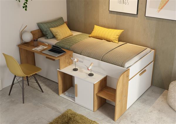 Grote foto sacha kajuitbed met bureau en bergruimte wit eiken trasman antiek en kunst stoelen en banken