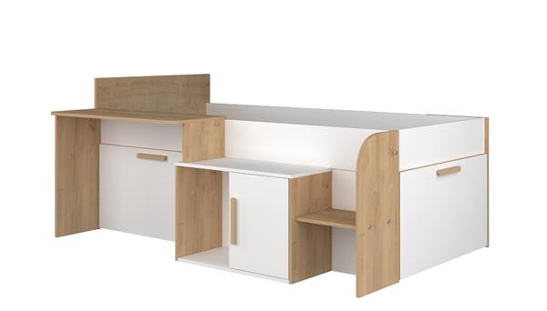 Grote foto sacha kajuitbed met bureau en bergruimte wit eiken trasman antiek en kunst stoelen en banken