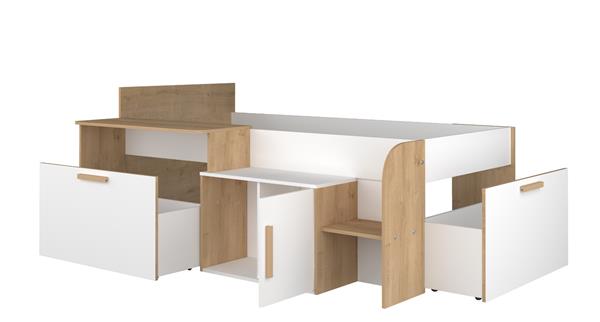 Grote foto sacha kajuitbed met bureau en bergruimte wit eiken trasman antiek en kunst stoelen en banken