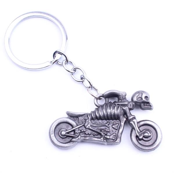 Grote foto sleutelhanger zilveren spookrijder motorfiets motoren kleding