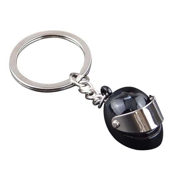 Grote foto sleutelhanger zwarte scooterhelm motoren kleding
