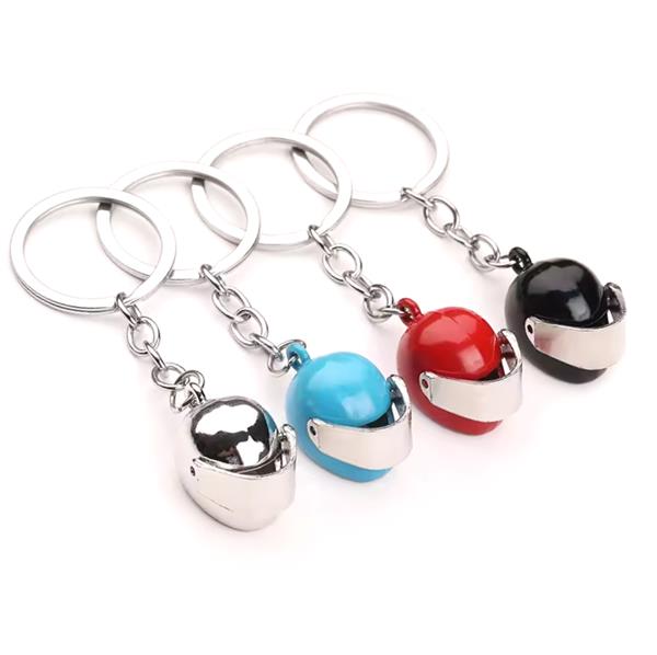 Grote foto sleutelhanger lichtblauwe scooterhelm motoren kleding
