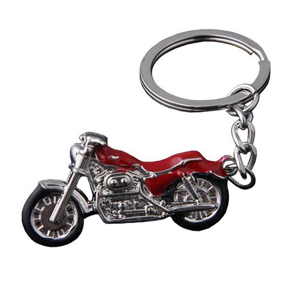 Grote foto sleutelhanger zilveren motor met rood motoren kleding