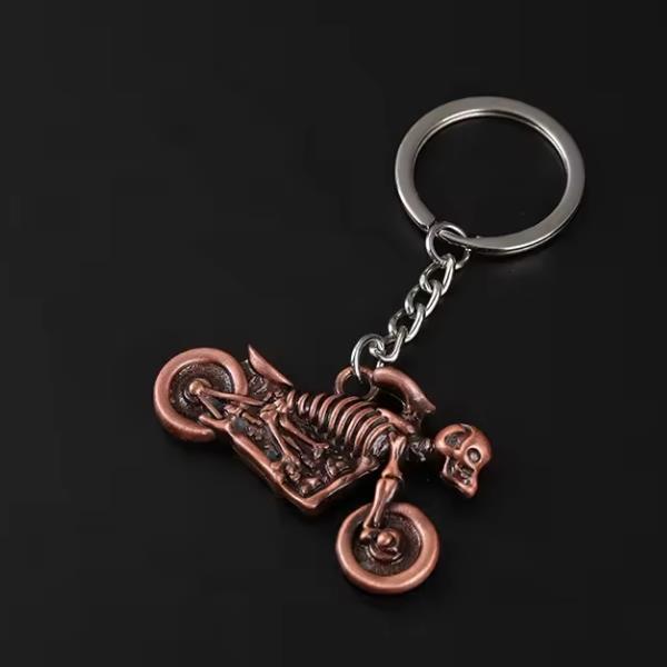 Grote foto sleutelhanger koperen spookrijder motorfiets motoren kleding