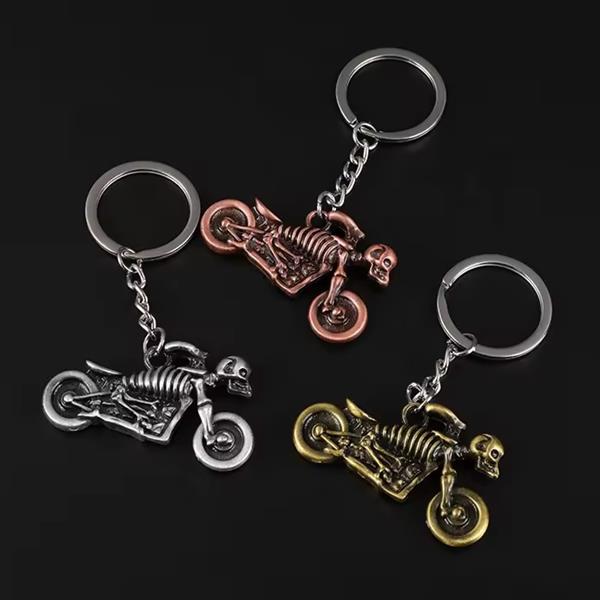 Grote foto sleutelhanger koperen spookrijder motorfiets motoren kleding