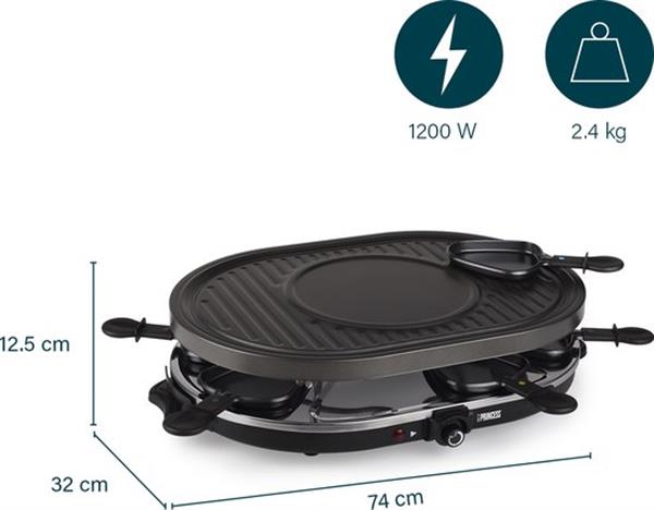 Grote foto princess gourmetstel 162700 raclette oval grill party speciaal cr pegedeelte 8 personen 43 x huis en inrichting keukenbenodigdheden