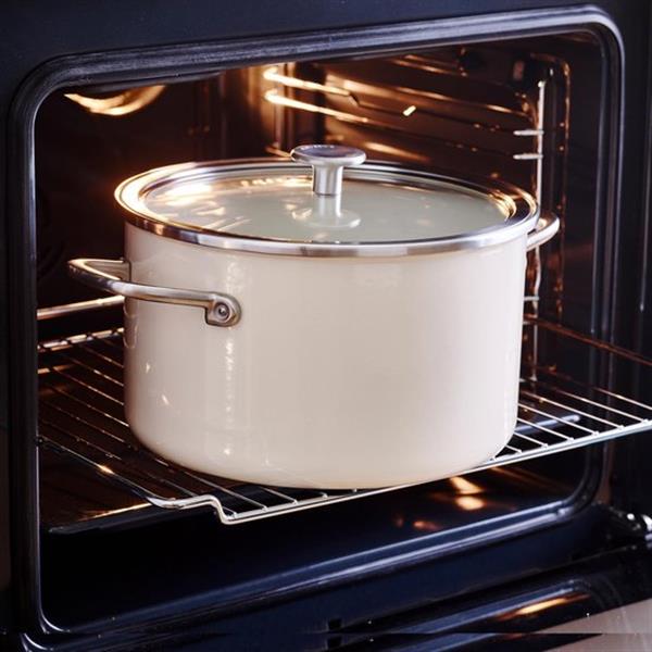 Grote foto kitchenaid steel core enamel kookpan 20cm 3 7l amandelwit inductie pfas vrij huis en inrichting kookgerei