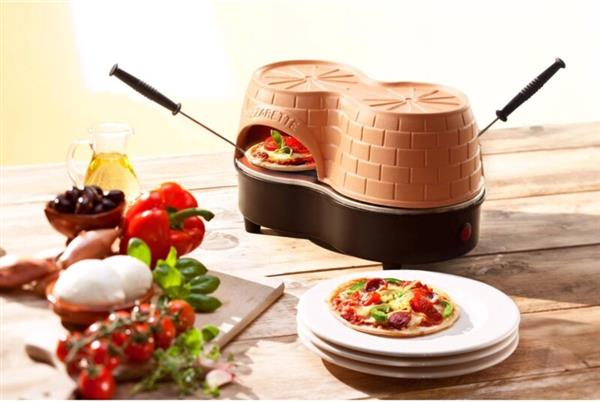 Grote foto emerio duo po 122250 pizzarette 2 persoons pre bake functie handgemaakte terracotta koepel huis en inrichting keukenbenodigdheden