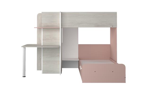 Grote foto palatino hoekstapelbed met bureau kast en lade 90x190 witgrenen oudroze trasman huis en inrichting bedden