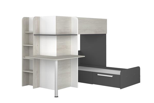 Grote foto palatino hoekstapelbed met bureau kast en lade 90x190 witgrenen antraciet trasman huis en inrichting bedden